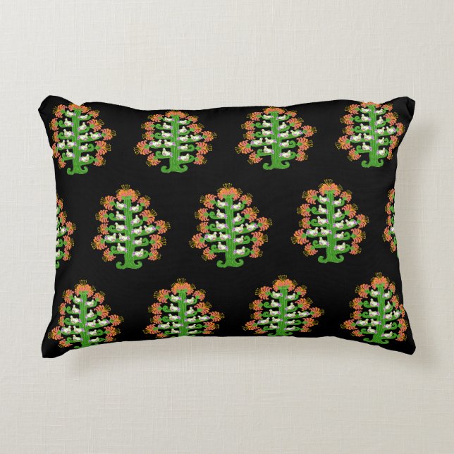 Almofada Decorativa Folk Art Southwest Blooming Cactus With Doves (Frente)