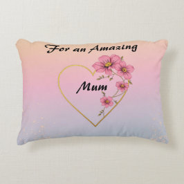 Almofada Decorativa For Mum Pink Floral Gold Heart Mother's day