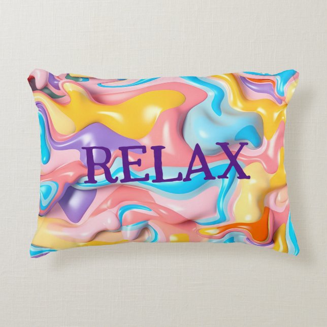 Almofada Decorativa Formas Abstratas de Plástico com Texto Relax (Frente)