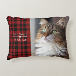 Almofada Decorativa Foto de Gato Personalizada com Nome | Xadrez de Bú