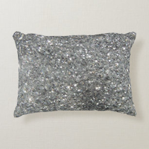 Almofada Decorativa Foto de prata à moda do Glitz do brilho