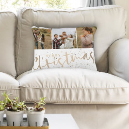 Almofada Decorativa Foto Dourada e feliz Natal moderno