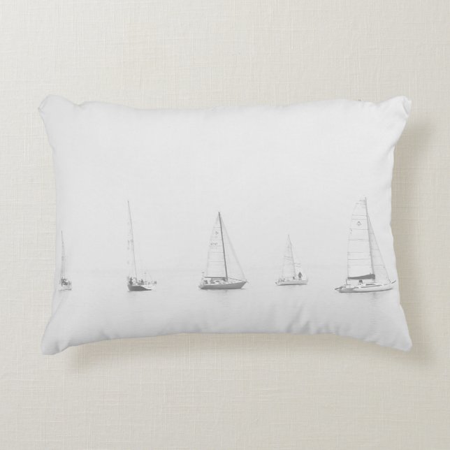 Almofada Decorativa Foto náutica dos veleiros pretos & brancos do (Frente)