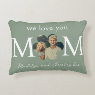 Almofada Decorativa Foto Personalizada Nós Amamos Você Mamãe em Verde 