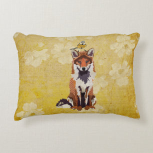 Almofada Decorativa Fox & pouco travesseiro Dourado do pássaro