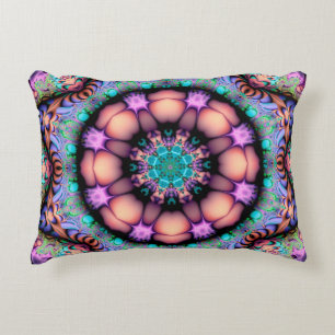Almofada Decorativa Fractal Mandala Floral Travesseiro de Arte Psicodé