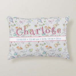 Almofada Decorativa Fraldas, Garrafas e Brinquedos de Criança