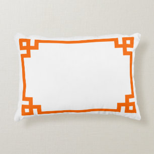 Almofada Decorativa Fronteira Chave Grega Laranja Brilhante