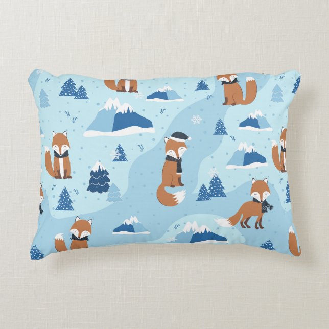 Almofada Decorativa Frosty Winter Foxes (Frente)