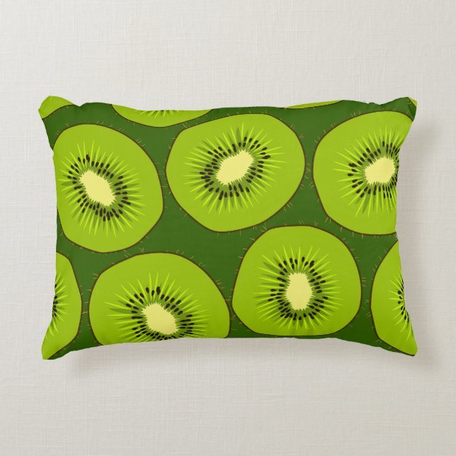 Almofada Decorativa Fruta de Kiwi: verde escuro. (Frente)