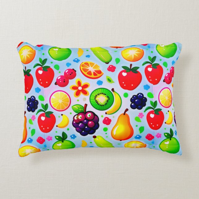 Almofada Decorativa Frutas Tropicais Vibrantes (Frente)