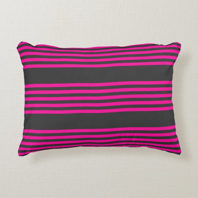 Almofada Decorativa Fuchsia e carvão de cinco faixas (Frente)