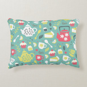 Almofada Decorativa Fundo com bule, Copas, Limão, Flores a