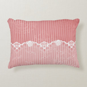 Almofada Decorativa Fundo cor-de-rosa e branco com laço preto
