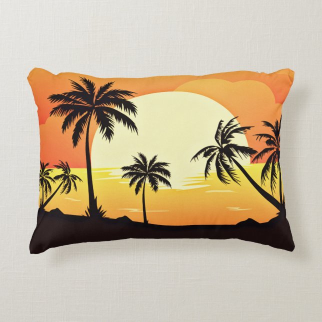 Almofada Decorativa Fundo de Verão com Palmeiras-32134 (Frente)
