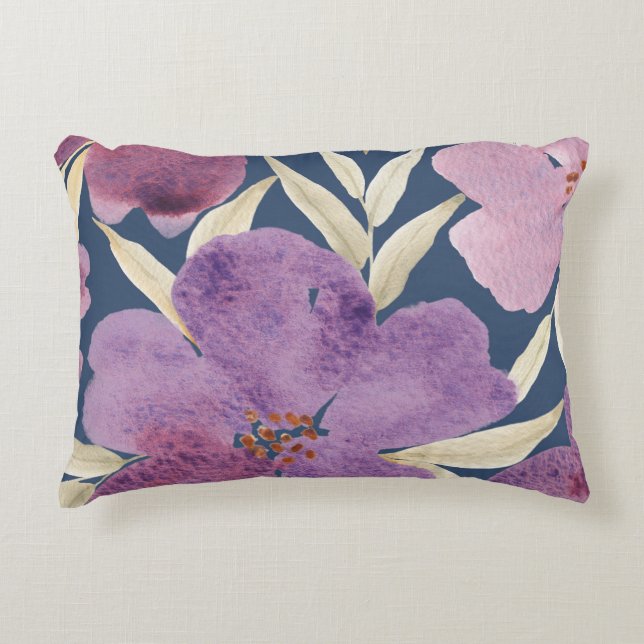 Almofada Decorativa Fundo do Watercolor Lilas (Frente)
