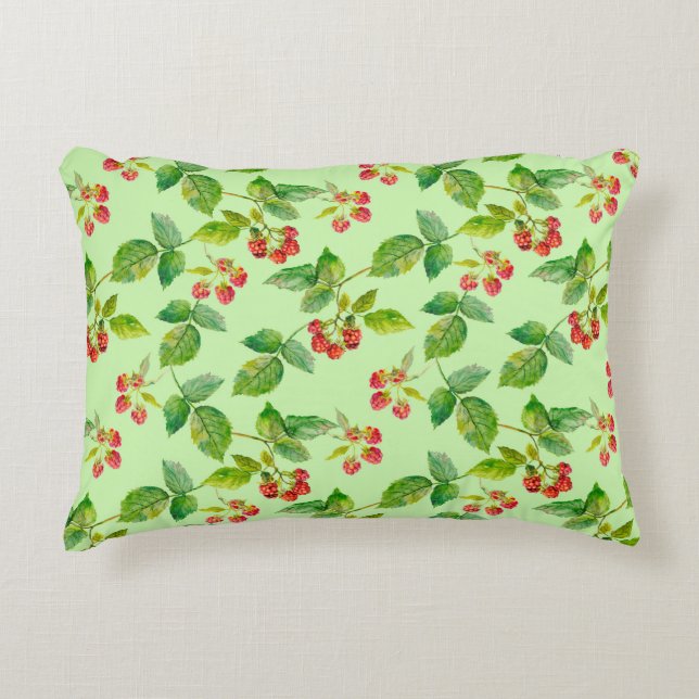 Almofada Decorativa Fundo sem costura com baga saudável - framboesa (Frente)