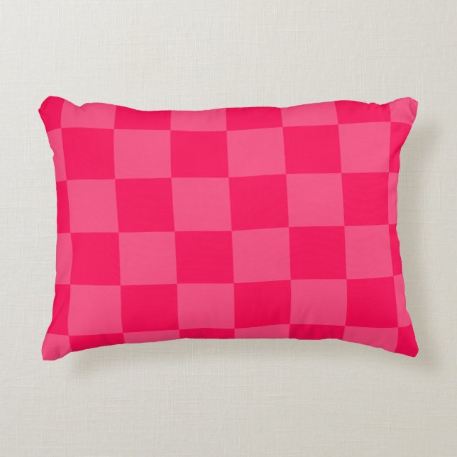 Almofada Decorativa Fundo xadrez rosa (Frente)