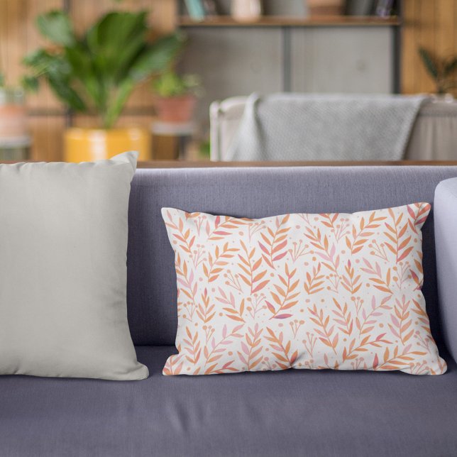 Almofada Decorativa Galhos de aquarelas de pastel laranja e rosa (Criador carregado)