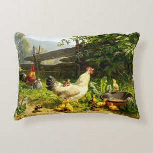 Almofada Decorativa Galinhas Galo e Pintinhos para bebês na Fazenda