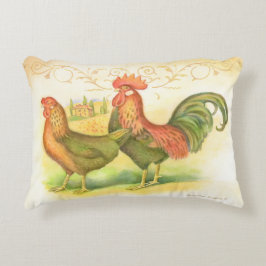 Almofada Decorativa Galo e galinha italiana ao fundo