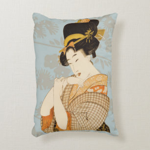 Almofada Decorativa Garota Geisha Japonesa Vintage em Kimono