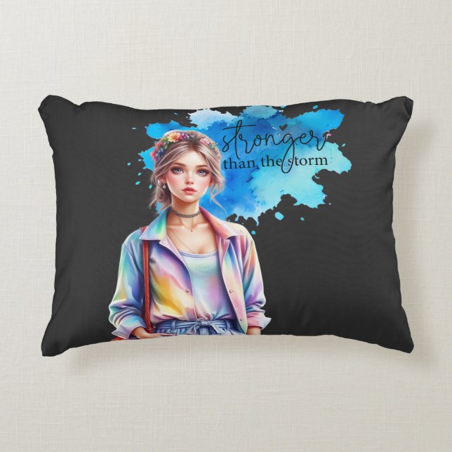 Almofada Decorativa Garota Inspiradora Gráfica (Frente)