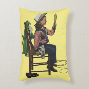 Almofada Decorativa Garota Vintage Vaqueira Olhando no Espelho Ela é t