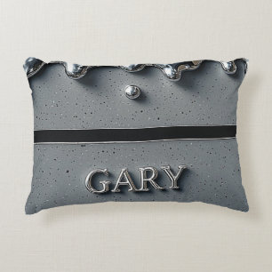 Almofada Decorativa Gary Nome Luxuoso Prateado Aerodinâmico Gotejament