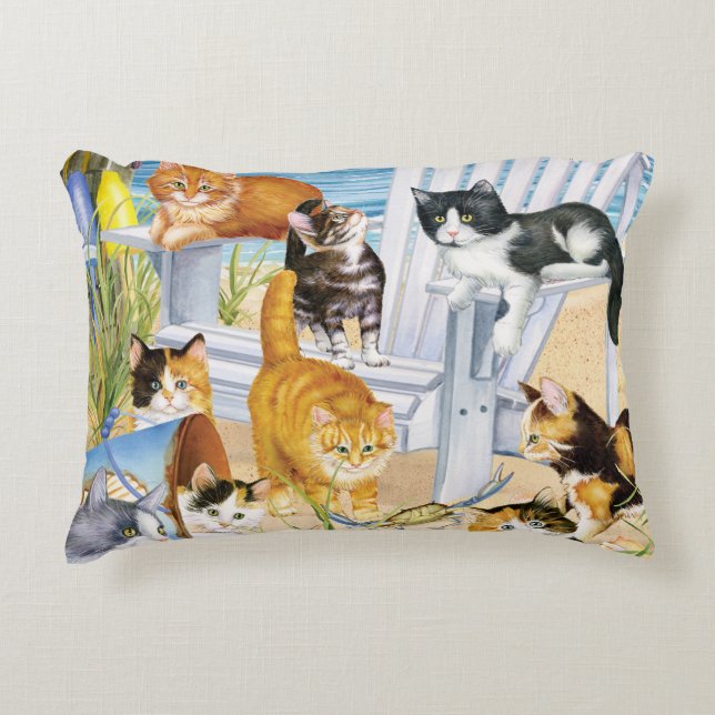 Almofada Decorativa Gatinhos do vagabundo da praia (Frente)