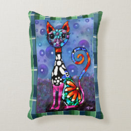 Almofada Decorativa Gato Abstrato Caprichoso de Olhos Grandes e Divert