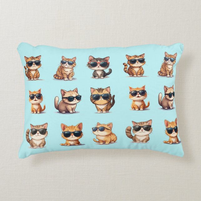 Almofada Decorativa Gato Azul Claro Design Adorável (Frente)