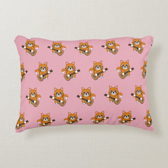 Almofada Decorativa Gato Branco De Cor Laranja Cura A Tocar Cartografi (Frente)