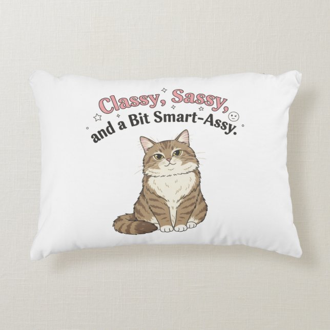 Almofada Decorativa Gato com Estilo, Sassy e Atitude Maliciosa (Frente)