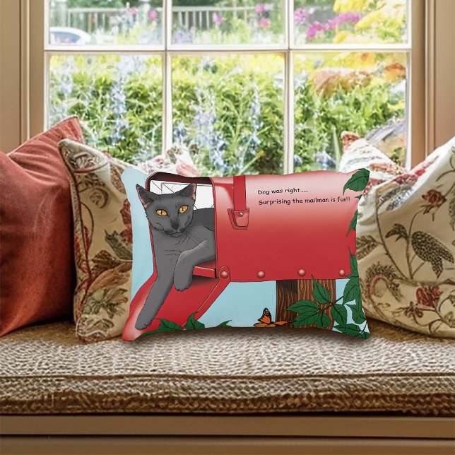 Almofada Decorativa Gato de Caixa de Correio Vermelho (Criador carregado)