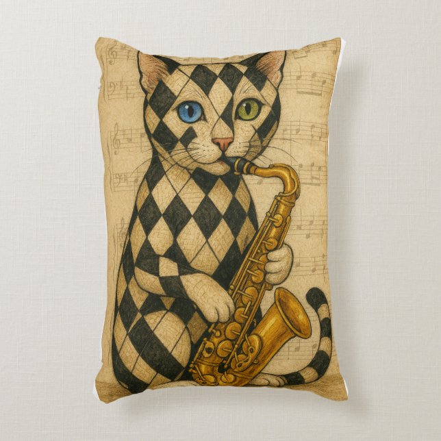 Almofada Decorativa Gato de Jazz (Frente(Vertical))