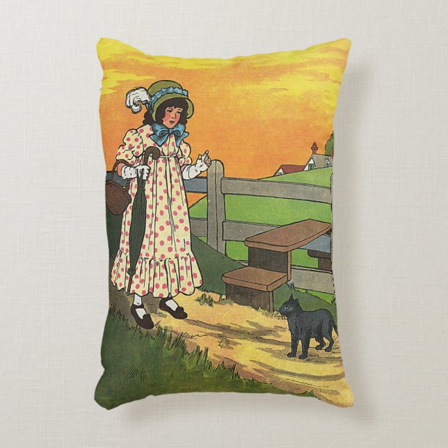 Almofada Decorativa Gato de merda onde você esteve? Madre Goose Rhyme (Frente(Vertical))