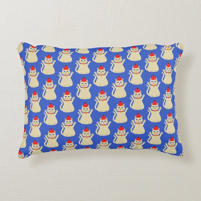 Almofada Decorativa Gato de Natal Bonito, com Padrões Duplos (Frente)