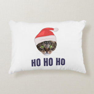 Almofada Decorativa Gato de papais noeis com chapéu de Papai Noel, Ho 