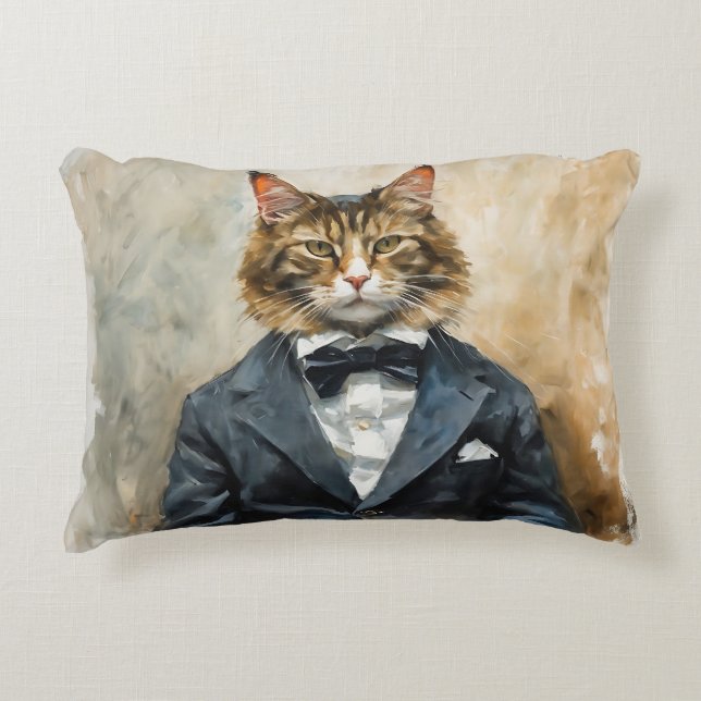 Almofada Decorativa Gato de Terno (Frente)