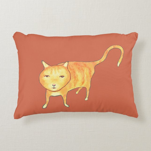 Almofada Decorativa Gato Laranja Apático Fofo (Frente)