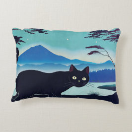 Almofada Decorativa Gato preto e Travesseiro de Destaque de Gato Autum