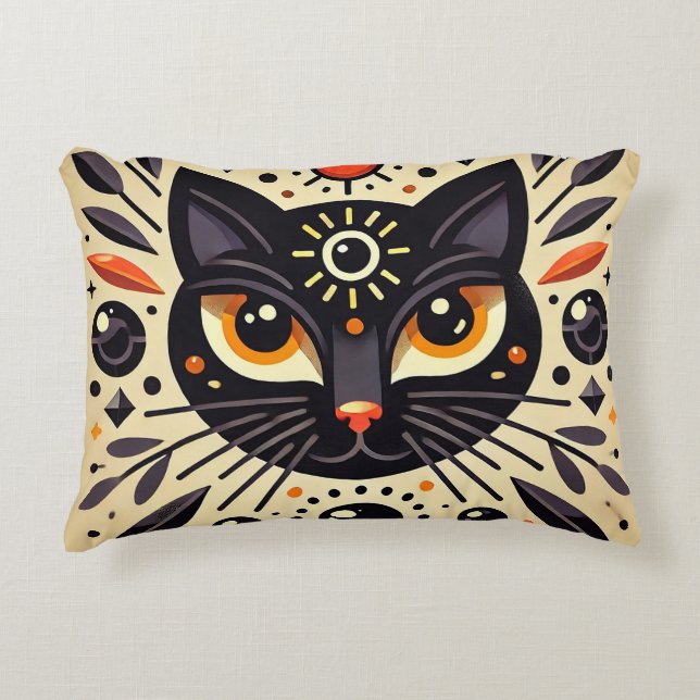 Almofada Decorativa Gato Preto Místico Brilho Celestial 🐱 (Frente)
