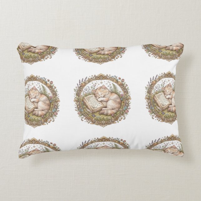 Almofada Decorativa gato sonolento vintage (Frente)