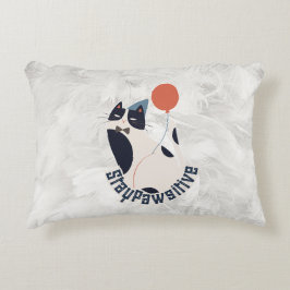 Almofada Decorativa Gato Tuxedo Encantador Apoio Lombar Fique Pawsitiv