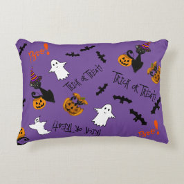 Almofada Decorativa Gatos, Morcegos e Fantasmas do Halloween