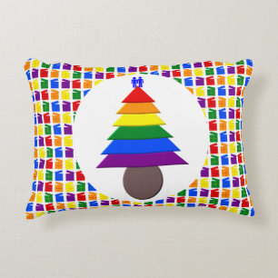 Almofada Decorativa Gay Men Árvore de Natal do Arco-Íris e Apresenta P