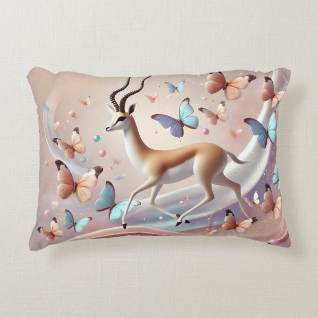 Almofada Decorativa Gazelle and Butterflies Fantasy Art (Frente)
