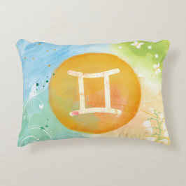 Almofada Decorativa Gemini Pastel Watercolor Astrology Sinal Zodiac