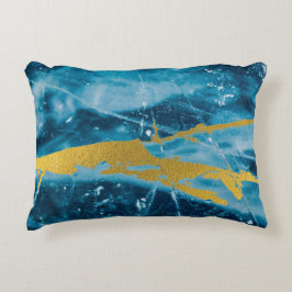 Almofada Decorativa Geode Agate Gemstone Blue e Dourado